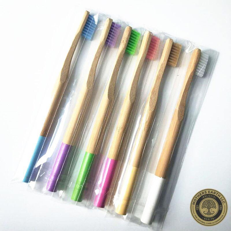 Down To Earth Color Block Bamboo Toothbrushes - Mothers Earth LLC